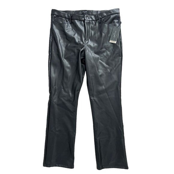 NYDJ Marilyn Faux Leather Straight Leg Pants in Black ( 18 ) - Picture 4 of 6